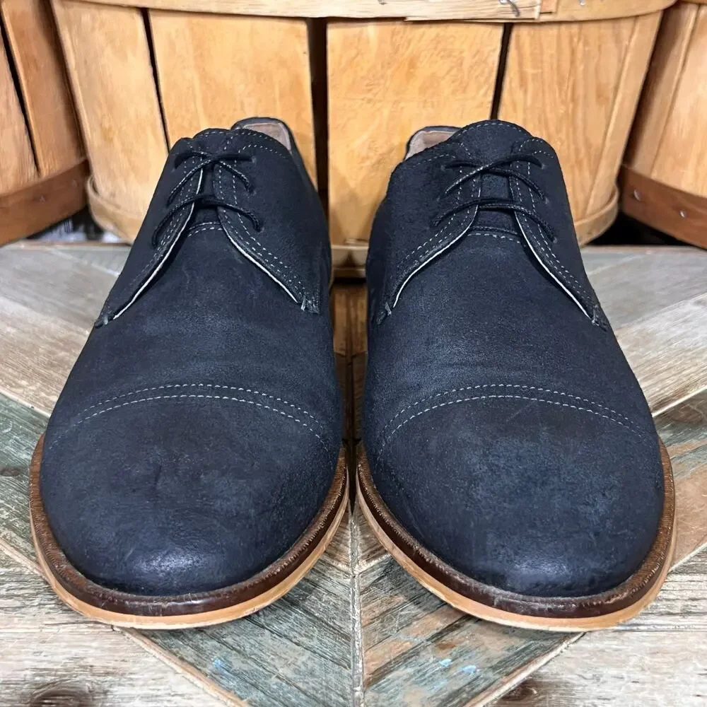 Banana Republic Black Suede Casual Cap Toe Derby Oxfords Shoes Mens Size 12